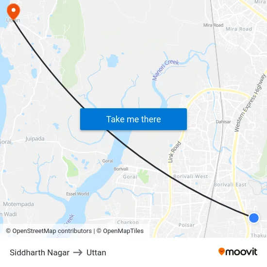Siddharth Nagar to Uttan map