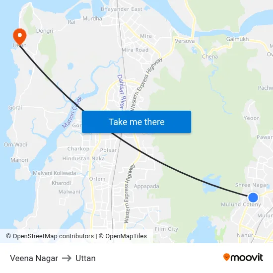 Veena Nagar to Uttan map