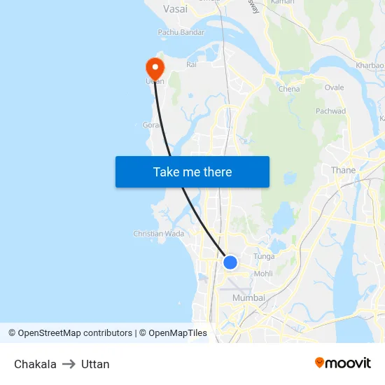 Chakala to Uttan map