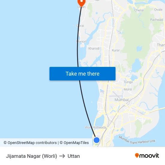 Jijamata Nagar (Worli) to Uttan map
