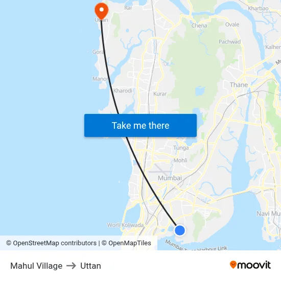 Mahul Village to Uttan map
