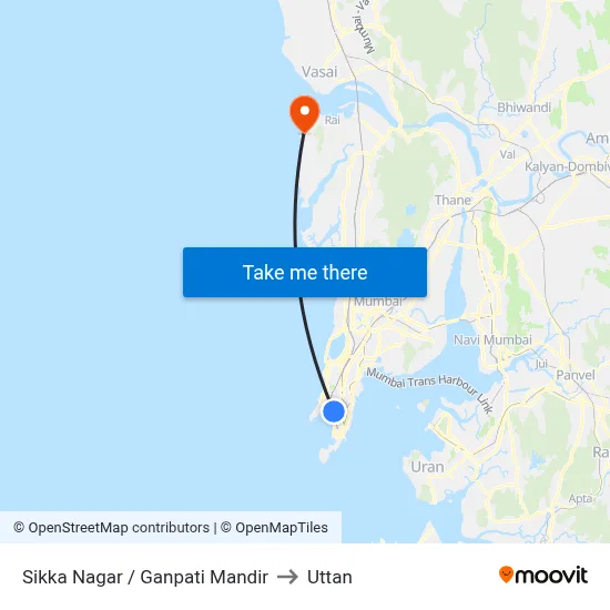 Sikka Nagar / Ganpati Mandir to Uttan map