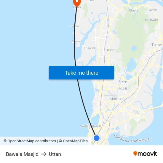 Bawala Masjid to Uttan map