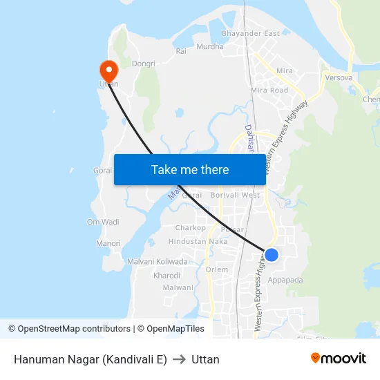 Hanuman Nagar (Kandivali E) to Uttan map