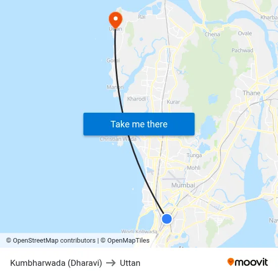 Kumbharwada (Dharavi) to Uttan map