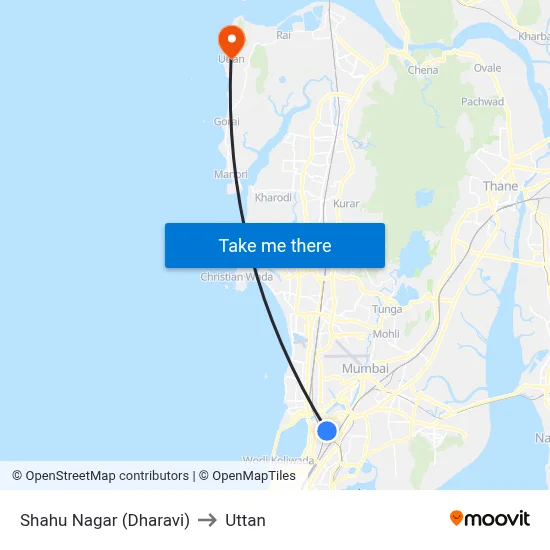 Shahu Nagar (Dharavi) to Uttan map