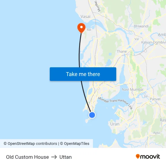 Old Custom House to Uttan map