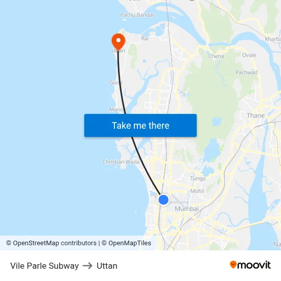 Vile Parle Subway to Uttan map