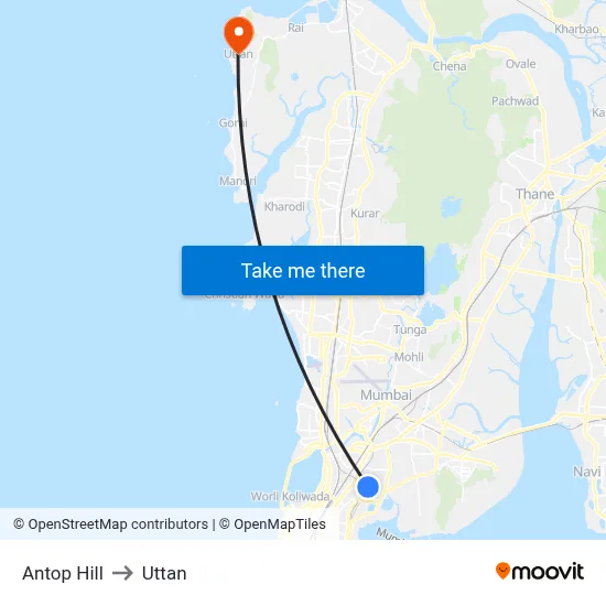 Antop Hill to Uttan map