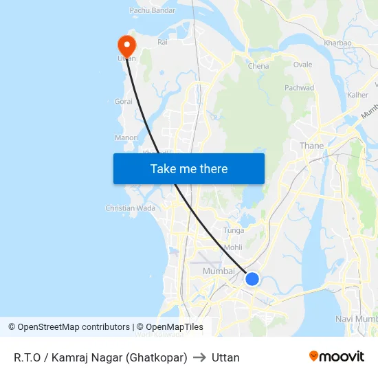 R.T.O / Kamraj Nagar (Ghatkopar) to Uttan map