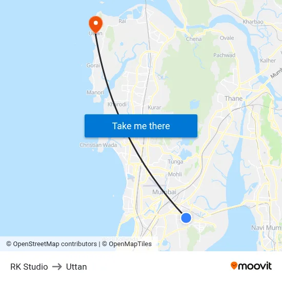 RK Studio to Uttan map
