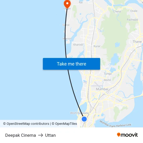 Deepak Cinema to Uttan map