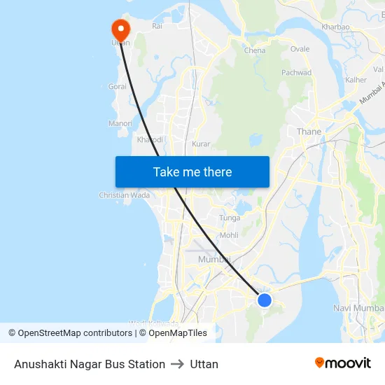 Anushakti Nagar Bus Station to Uttan map
