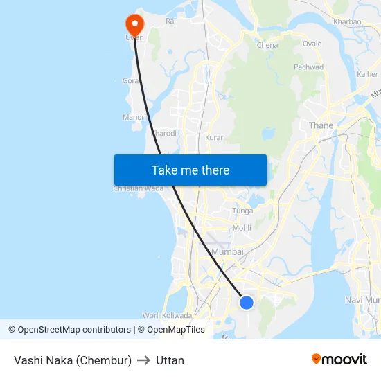 Vashi Naka (Chembur) to Uttan map