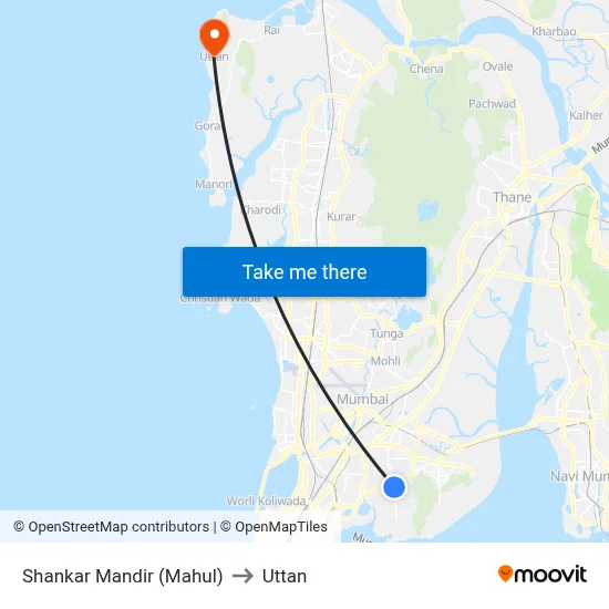 Shankar Mandir (Mahul) to Uttan map