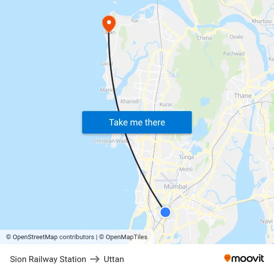 Sion Railway Station to Uttan map