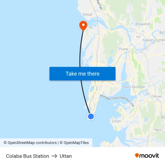 Colaba Bus Station to Uttan map