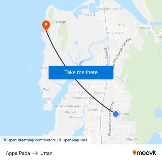 Appa Pada to Uttan map