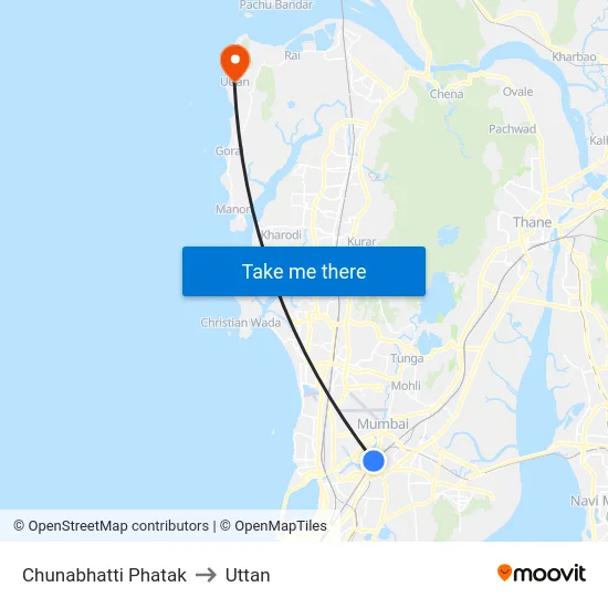 Chunabhatti Phatak to Uttan map