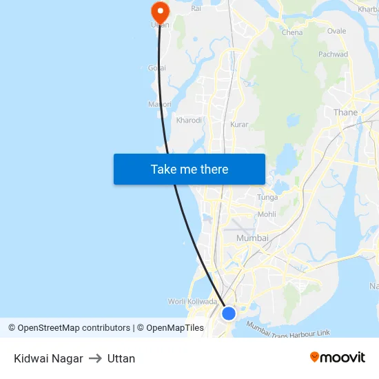 Kidwai Nagar to Uttan map