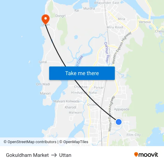 Gokuldham Market to Uttan map