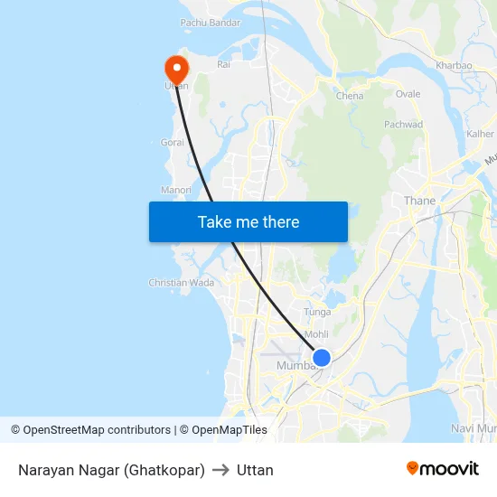 Narayan Nagar (Ghatkopar) to Uttan map
