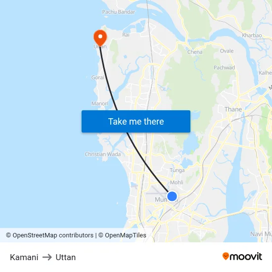 Kamani to Uttan map