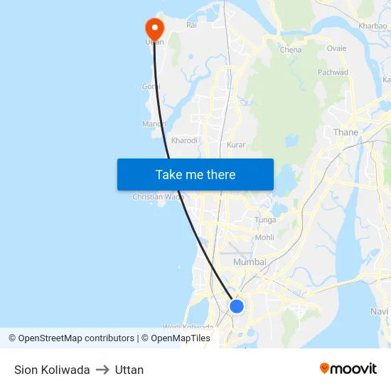 Sion Koliwada to Uttan map