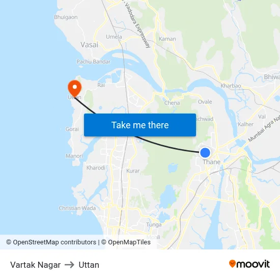 Vartak Nagar to Uttan map