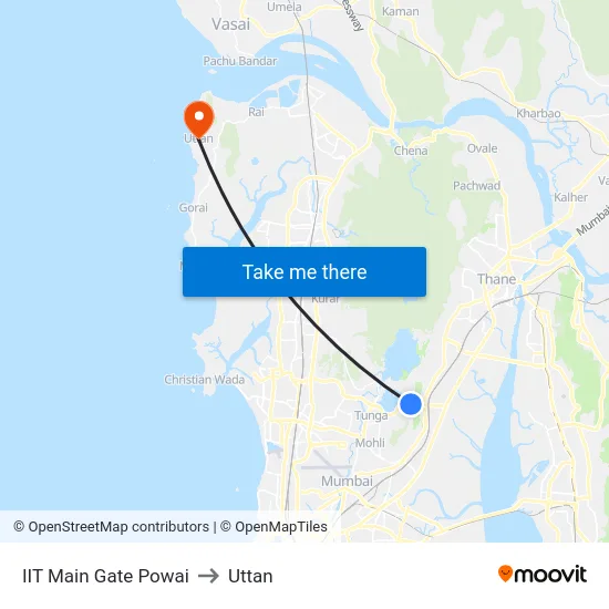 IIT Main Gate Powai to Uttan map
