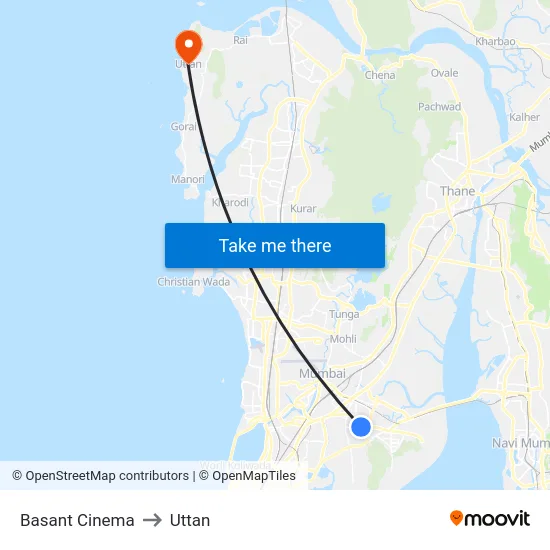 Basant Cinema to Uttan map