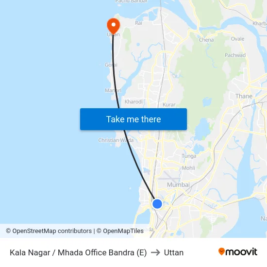 Kala Nagar / Mhada Office Bandra (E) to Uttan map