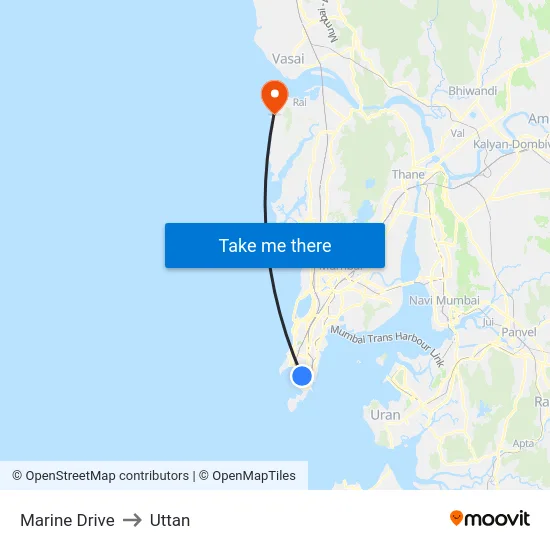 Marine Drive to Uttan map