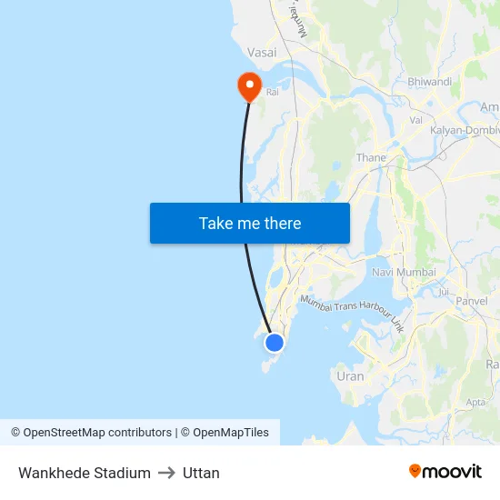 Wankhede Stadium to Uttan map