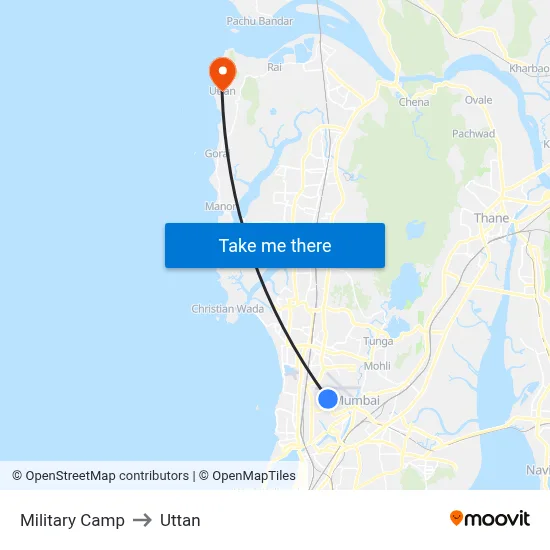 Military Camp to Uttan map