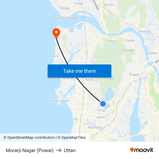 Morarji Nagar (Powai) to Uttan map