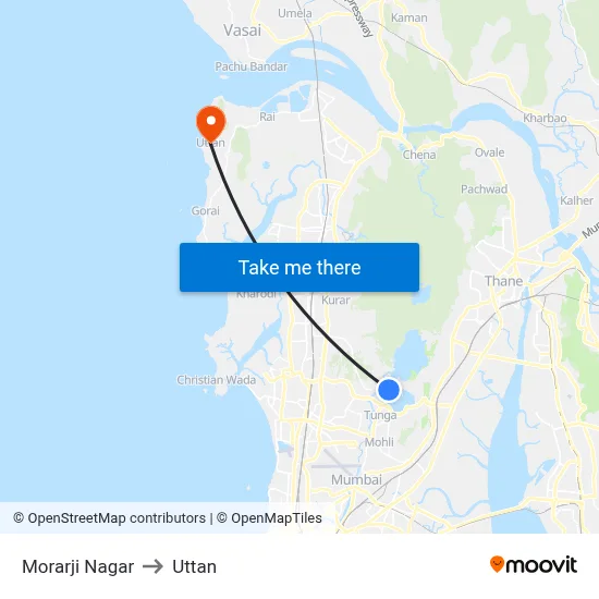 Morarji Nagar to Uttan map