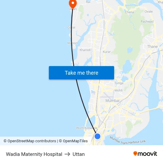 Wadia Maternity Hospital to Uttan map
