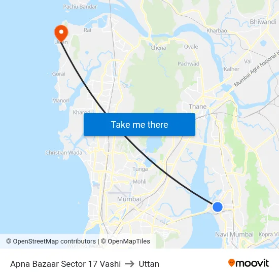 Apna Bazaar Sector 17 Vashi to Uttan map