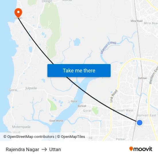 Rajendra Nagar to Uttan map