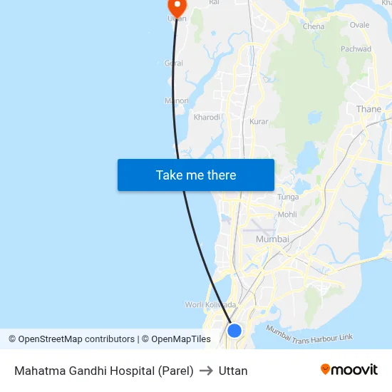 Mahatma Gandhi Hospital (Parel) to Uttan map