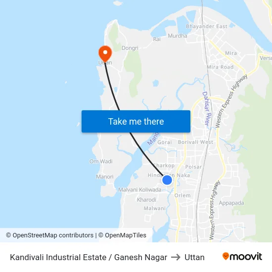 Kandivali Industrial Estate / Ganesh Nagar to Uttan map