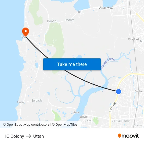 IC Colony to Uttan map