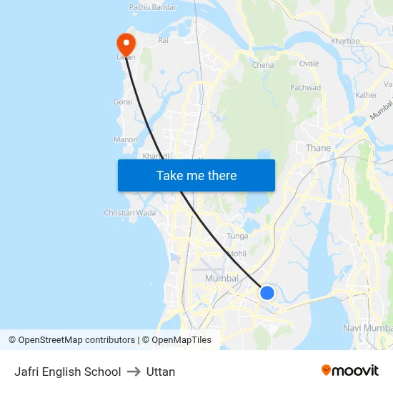 Jafri English School to Uttan map