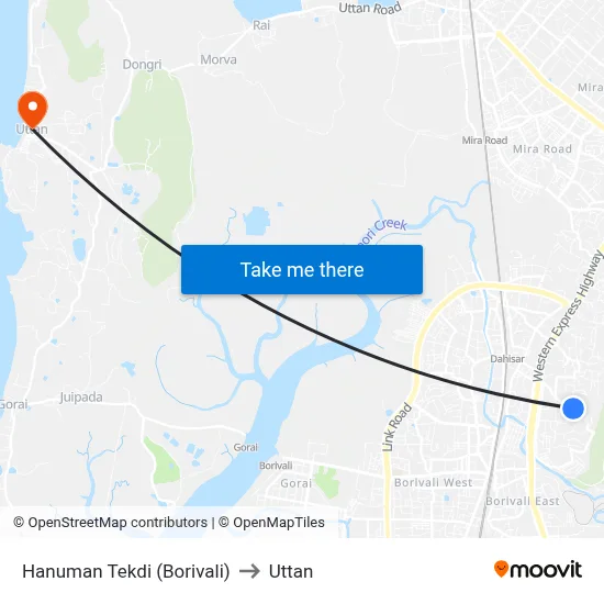 Hanuman Tekdi (Borivali) to Uttan map
