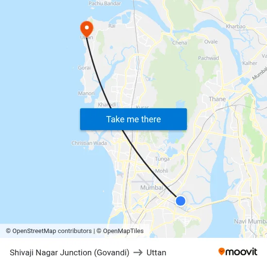 Shivaji Nagar Junction (Govandi) to Uttan map