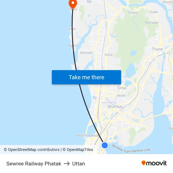 Sewree Railway Phatak to Uttan map