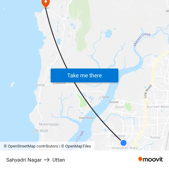 Sahyadri Nagar to Uttan map