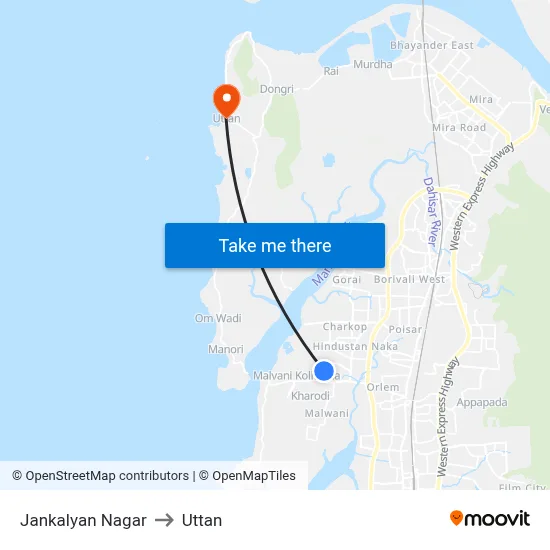 Jankalyan Nagar to Uttan map