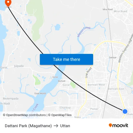 Dattani Park (Magathane) to Uttan map